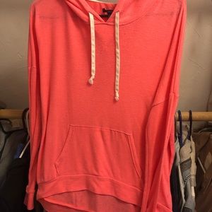 American Eagle neon pink thin relaxed fit hoodie- size S